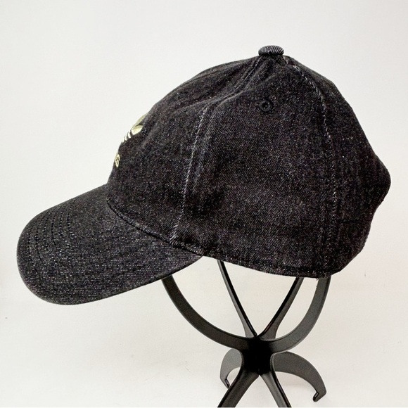 ADIDAS Women’s Black Denim Gold Trefoil Buckle Back Baseball Cap Hat One Size - Picture 3 of 10
